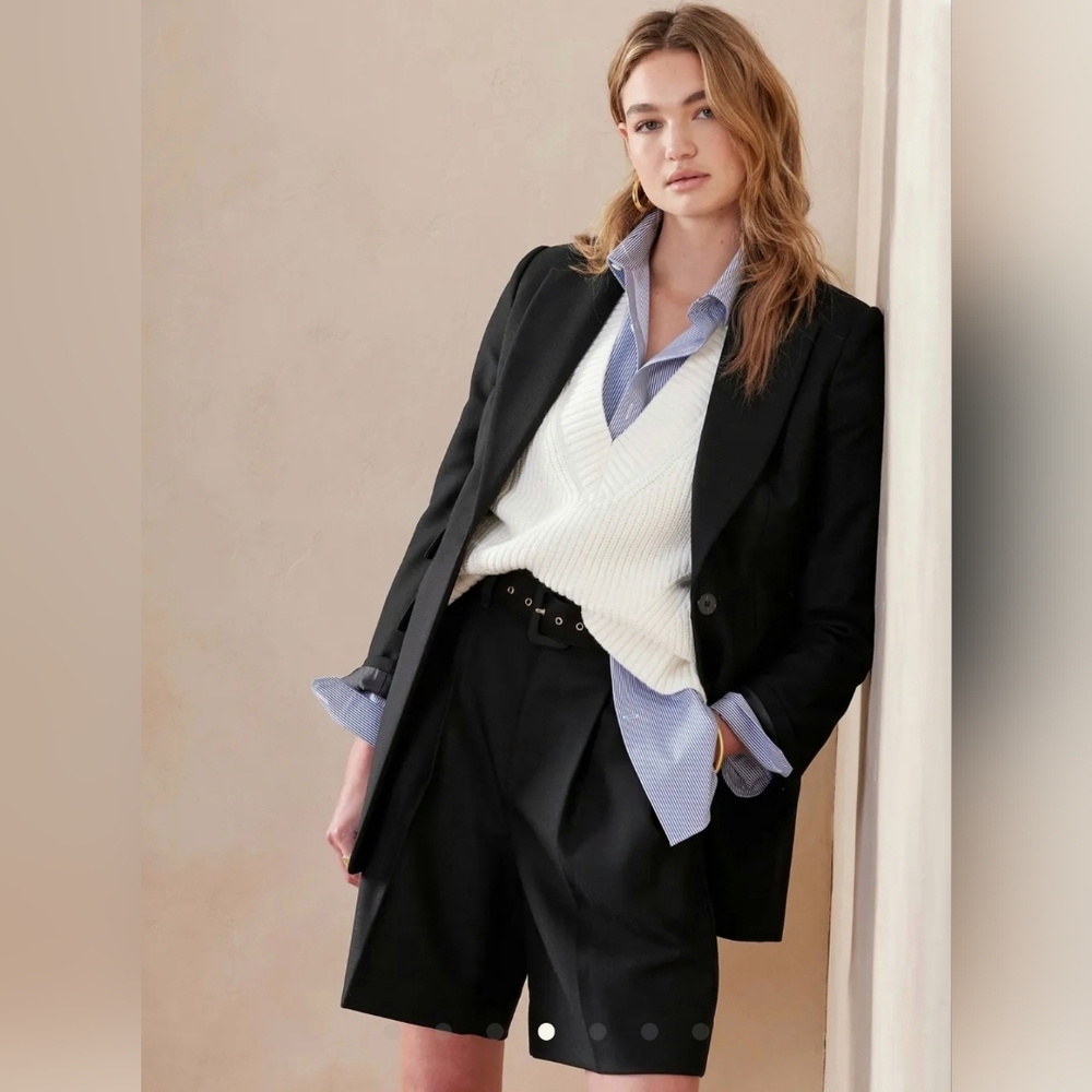 NWT Banana Republic Lido Sculpted Italian Wool Blazer black